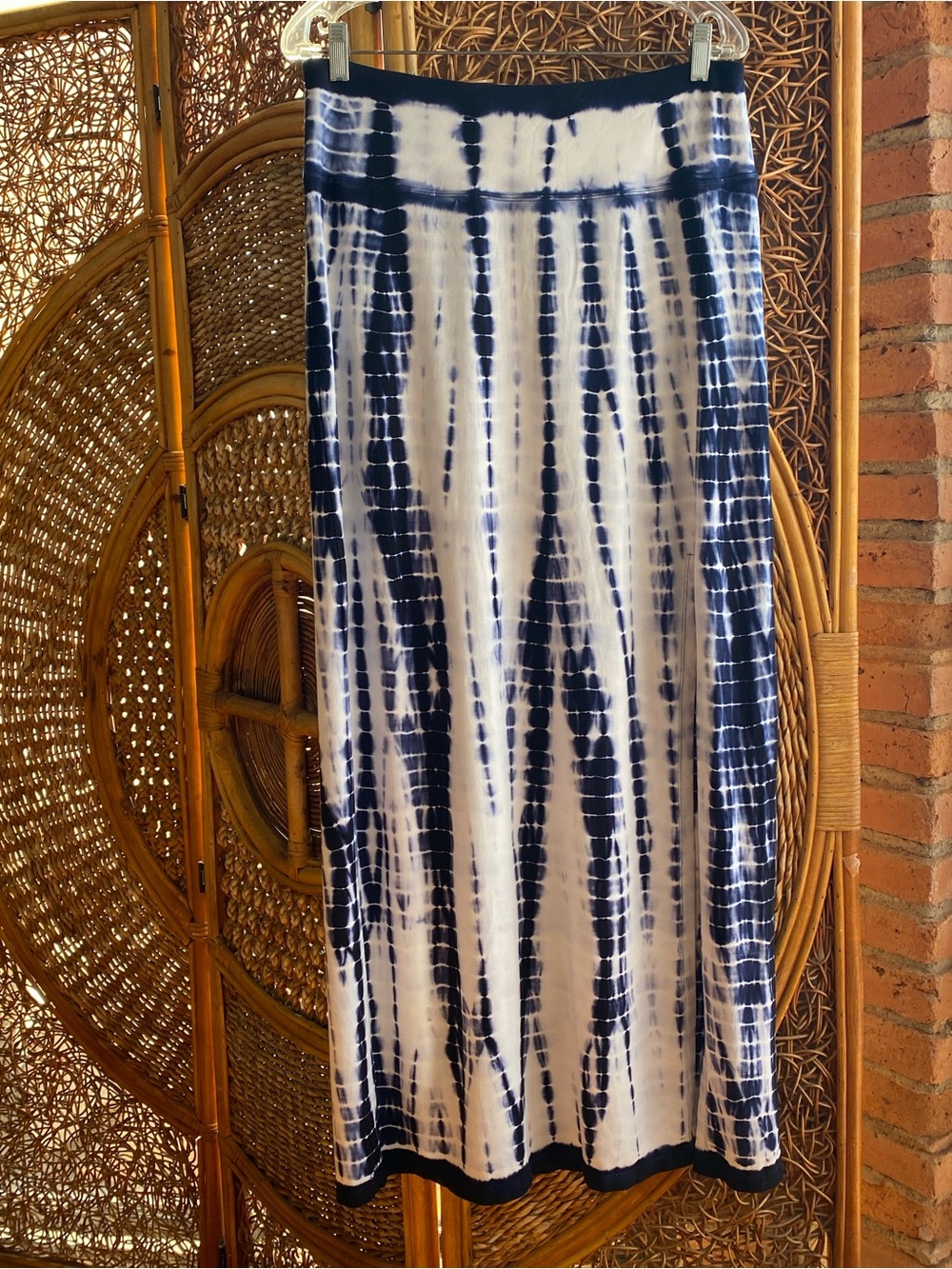Athleta Navy and White Tie-Dye Maxi Skirt
